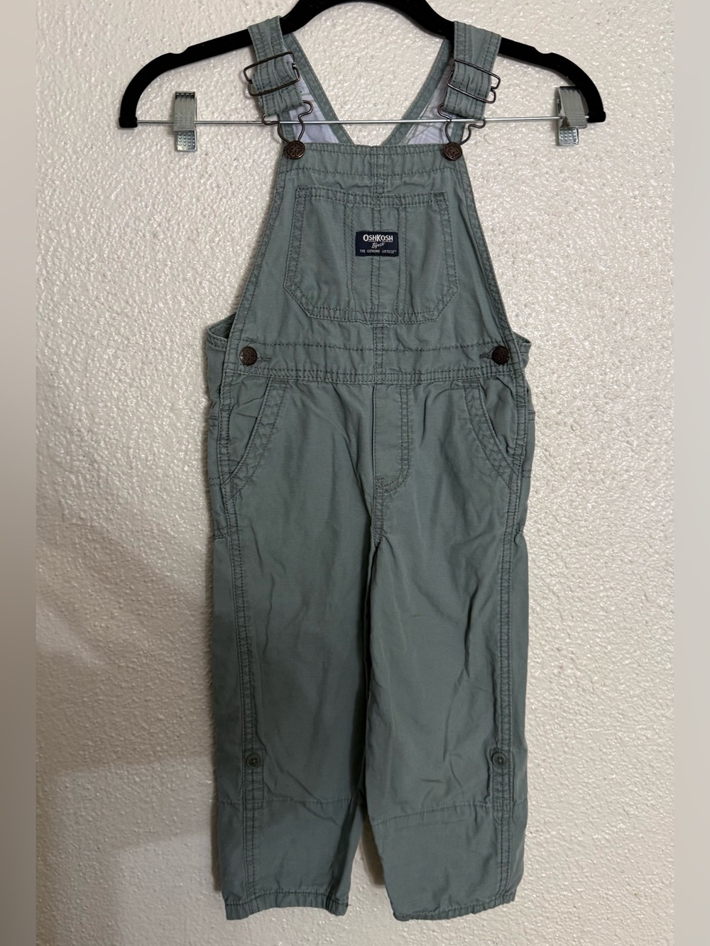 OshKosh B'gosh Sage Green Toddler Overalls 4T size